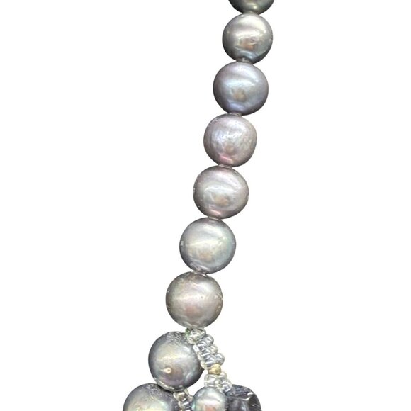 Amphai Handmade Layered Gray Shell MOP Pearls Smoky Quartz Sterling Necklace - Picture 6 of 9